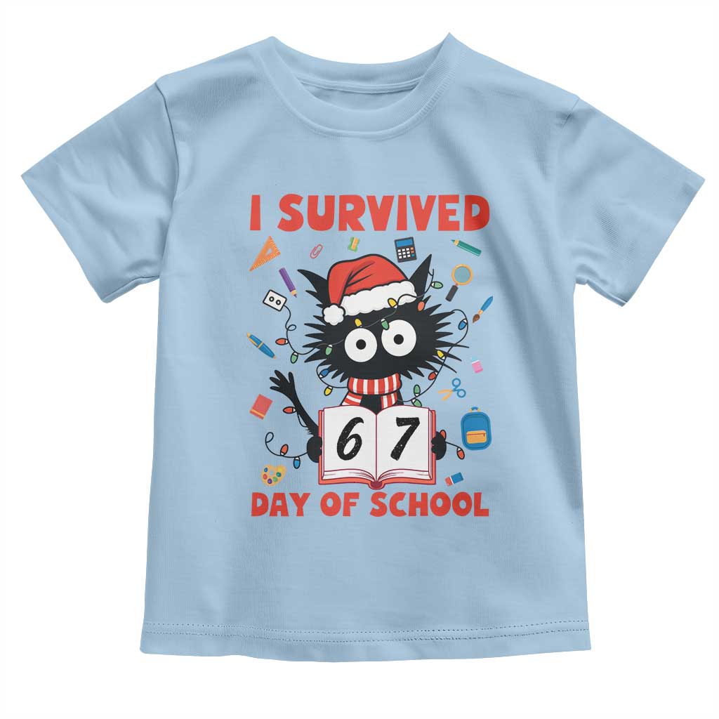 I Survived 67 Days Of School Cat Meme Toddler T Shirt Funny Christmas Six Seven Meme - Wonder Print Shop
