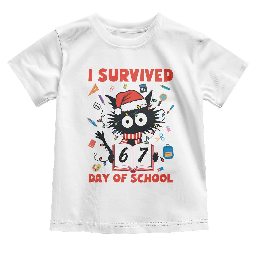 I Survived 67 Days Of School Cat Meme Toddler T Shirt Funny Christmas Six Seven Meme - Wonder Print Shop