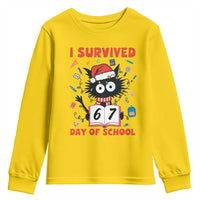 I Survived 67 Days Of School Cat Meme Youth Sweatshirt Funny Christmas Six Seven Meme - Wonder Print Shop