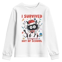 I Survived 67 Days Of School Cat Meme Youth Sweatshirt Funny Christmas Six Seven Meme - Wonder Print Shop