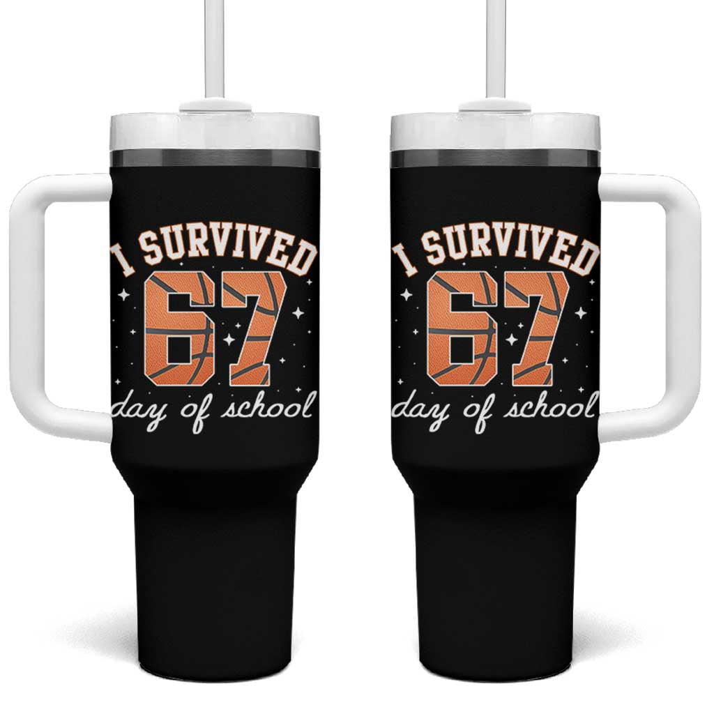 67 Six Seven Meme Tumbler With Handle I Survived Days Of School - Wonder Print Shop