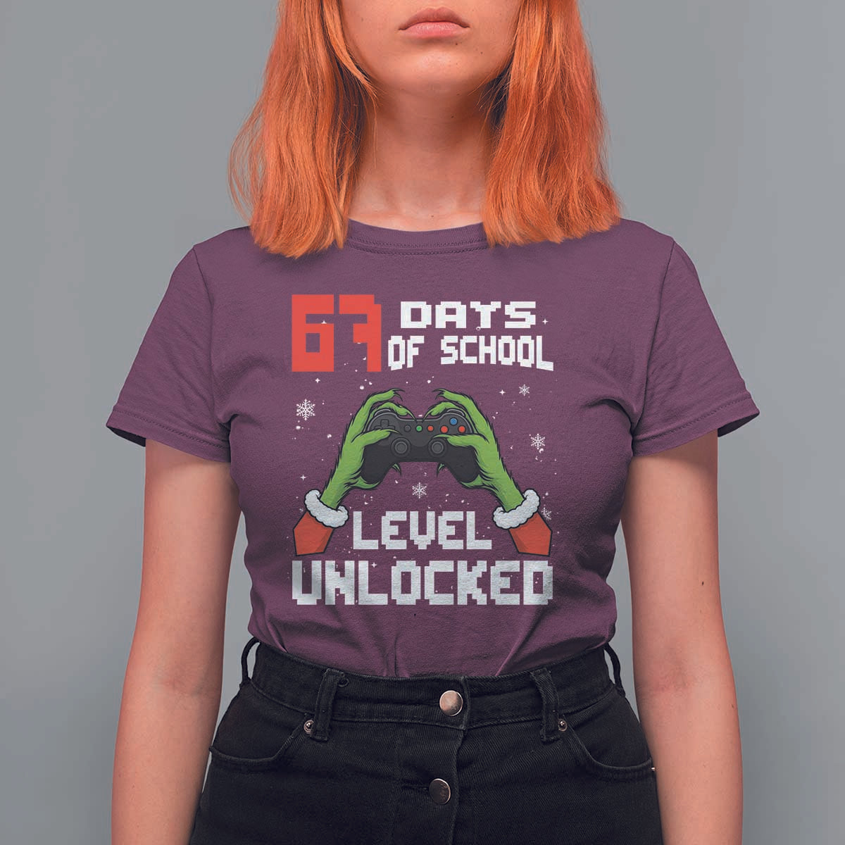67 Six Seven Christmas Meme T Shirt For Women Funny Elf Hand Video Game Xmas - Wonder Print Shop