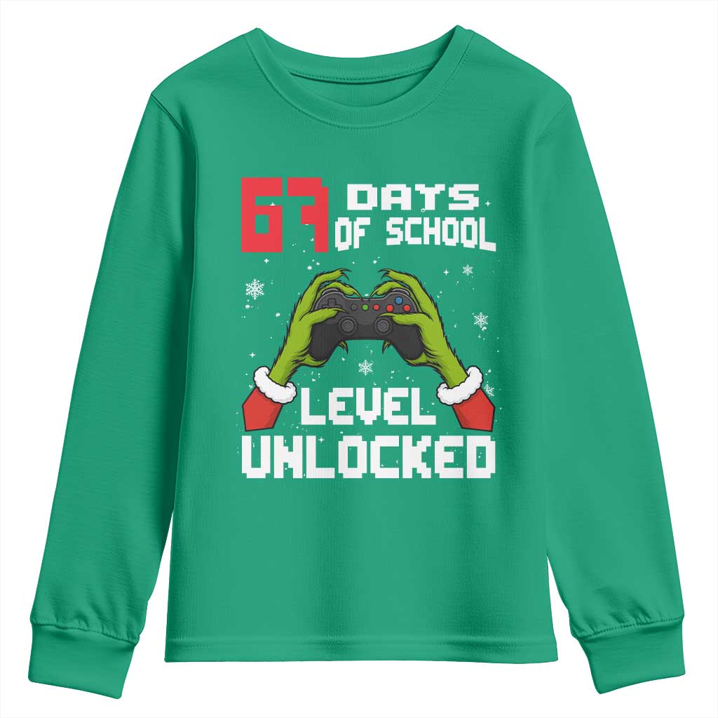 67 Six Seven Christmas Meme Youth Sweatshirt Funny Elf Hand Video Game Xmas - Wonder Print Shop