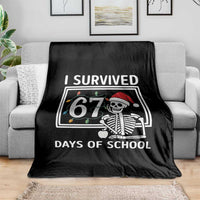 I Survived 67 Days Of School Skeleton Throw Blanket Funny Christmas Six Seven Meme - Wonder Print Shop