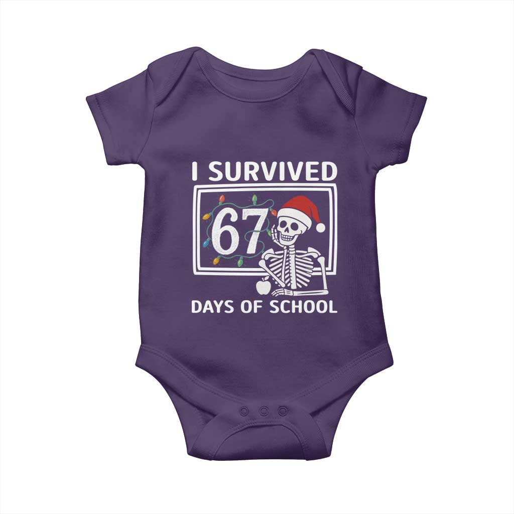 I Survived 67 Days Of School Skeleton Baby Onesie Funny Christmas Six Seven Meme - Wonder Print Shop