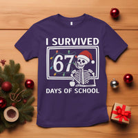 I Survived 67 Days Of School Skeleton T Shirt Funny Christmas Six Seven Meme - Wonder Print Shop