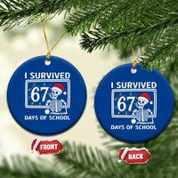 I Survived 67 Days Of School Skeleton Ceramic Ornament Funny Christmas Six Seven Meme - Wonder Print Shop