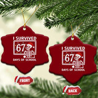 I Survived 67 Days Of School Skeleton Ceramic Ornament Funny Christmas Six Seven Meme - Wonder Print Shop