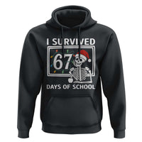 I Survived 67 Days Of School Skeleton Hoodie Funny Christmas Six Seven Meme - Wonder Print Shop