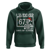 I Survived 67 Days Of School Skeleton Hoodie Funny Christmas Six Seven Meme - Wonder Print Shop