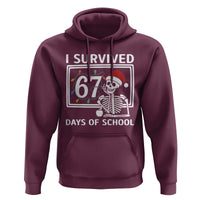 I Survived 67 Days Of School Skeleton Hoodie Funny Christmas Six Seven Meme - Wonder Print Shop