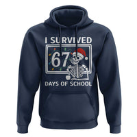 I Survived 67 Days Of School Skeleton Hoodie Funny Christmas Six Seven Meme - Wonder Print Shop