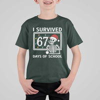 I Survived 67 Days Of School Skeleton T Shirt For Kid Funny Christmas Six Seven Meme - Wonder Print Shop