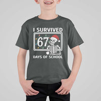 I Survived 67 Days Of School Skeleton T Shirt For Kid Funny Christmas Six Seven Meme - Wonder Print Shop