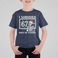I Survived 67 Days Of School Skeleton T Shirt For Kid Funny Christmas Six Seven Meme - Wonder Print Shop