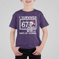 I Survived 67 Days Of School Skeleton T Shirt For Kid Funny Christmas Six Seven Meme - Wonder Print Shop