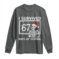 I Survived 67 Days Of School Skeleton Long Sleeve Shirt Funny Christmas Six Seven Meme - Wonder Print Shop