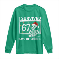 I Survived 67 Days Of School Skeleton Long Sleeve Shirt Funny Christmas Six Seven Meme - Wonder Print Shop