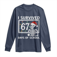 I Survived 67 Days Of School Skeleton Long Sleeve Shirt Funny Christmas Six Seven Meme - Wonder Print Shop