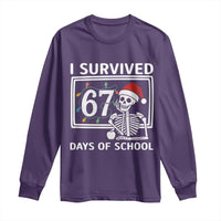 I Survived 67 Days Of School Skeleton Long Sleeve Shirt Funny Christmas Six Seven Meme - Wonder Print Shop