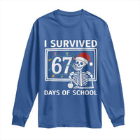 I Survived 67 Days Of School Skeleton Long Sleeve Shirt Funny Christmas Six Seven Meme - Wonder Print Shop