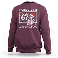 I Survived 67 Days Of School Skeleton Sweatshirt Funny Christmas Six Seven Meme - Wonder Print Shop