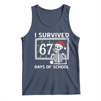 I Survived 67 Days Of School Skeleton Tank Top Funny Christmas Six Seven Meme - Wonder Print Shop