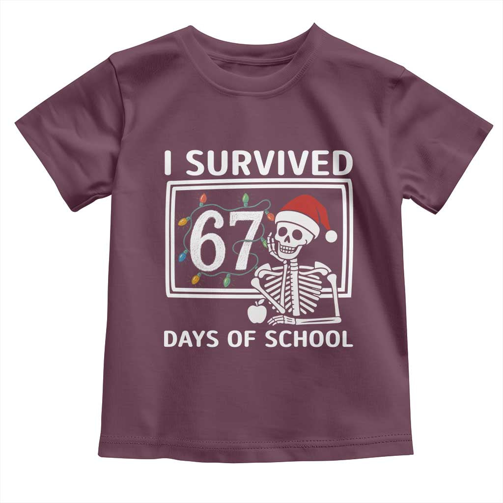 I Survived 67 Days Of School Skeleton Toddler T Shirt Funny Christmas Six Seven Meme - Wonder Print Shop