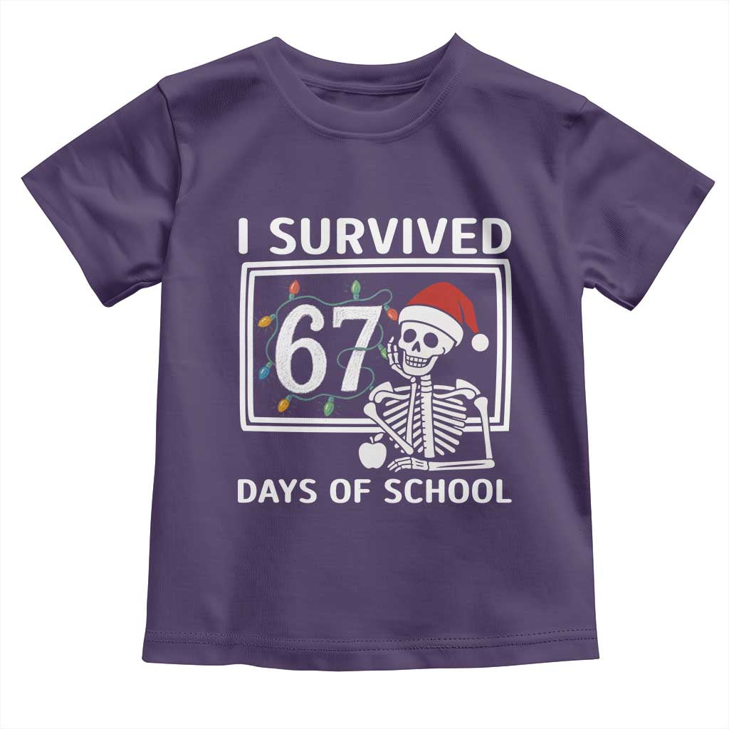 I Survived 67 Days Of School Skeleton Toddler T Shirt Funny Christmas Six Seven Meme - Wonder Print Shop