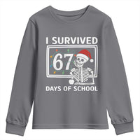 I Survived 67 Days Of School Skeleton Youth Sweatshirt Funny Christmas Six Seven Meme - Wonder Print Shop