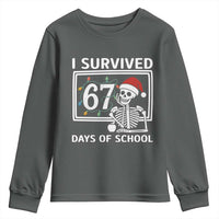 I Survived 67 Days Of School Skeleton Youth Sweatshirt Funny Christmas Six Seven Meme - Wonder Print Shop