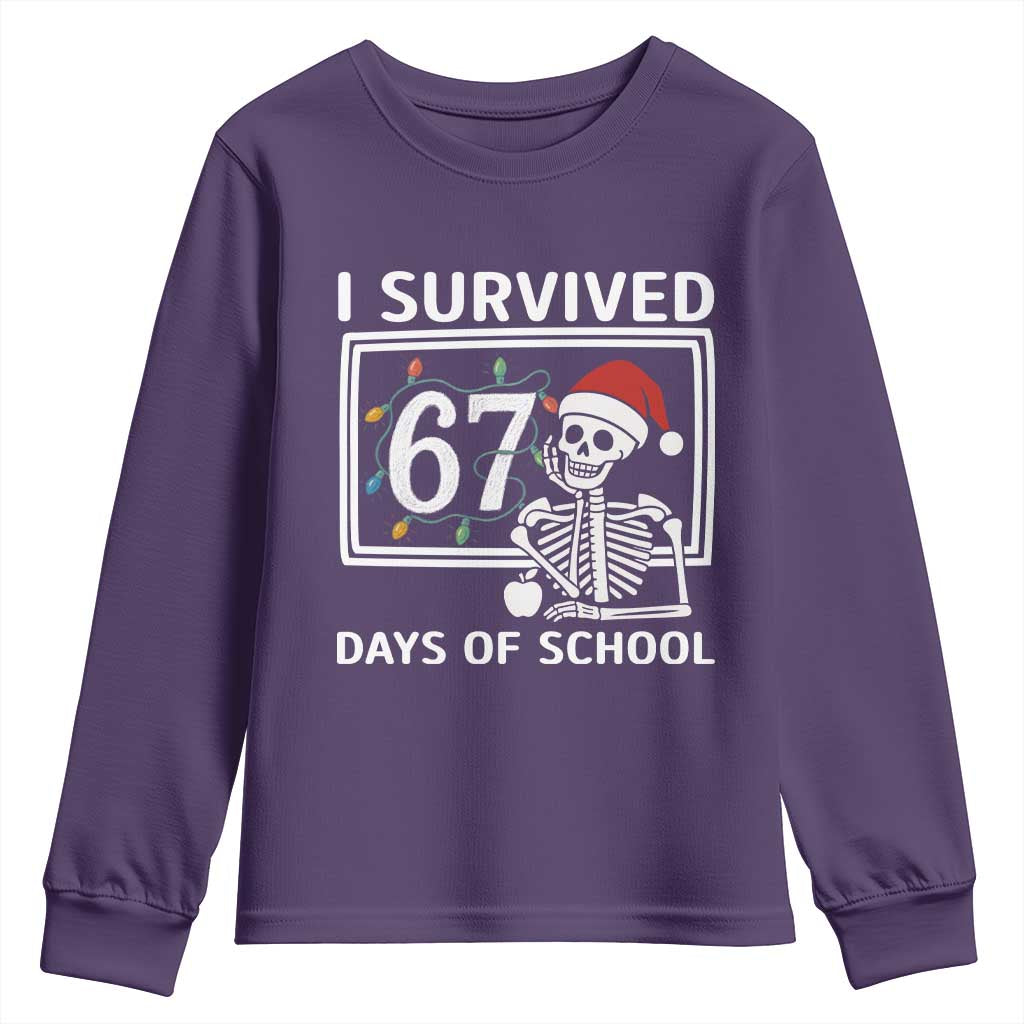I Survived 67 Days Of School Skeleton Youth Sweatshirt Funny Christmas Six Seven Meme - Wonder Print Shop