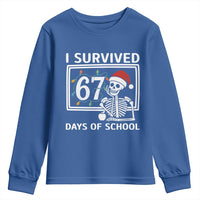 I Survived 67 Days Of School Skeleton Youth Sweatshirt Funny Christmas Six Seven Meme - Wonder Print Shop