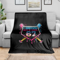 I Survived 67 Days Of School Baseball Ice Cream Throw Blanket Funny Christmas Six Seven Meme - Wonder Print Shop