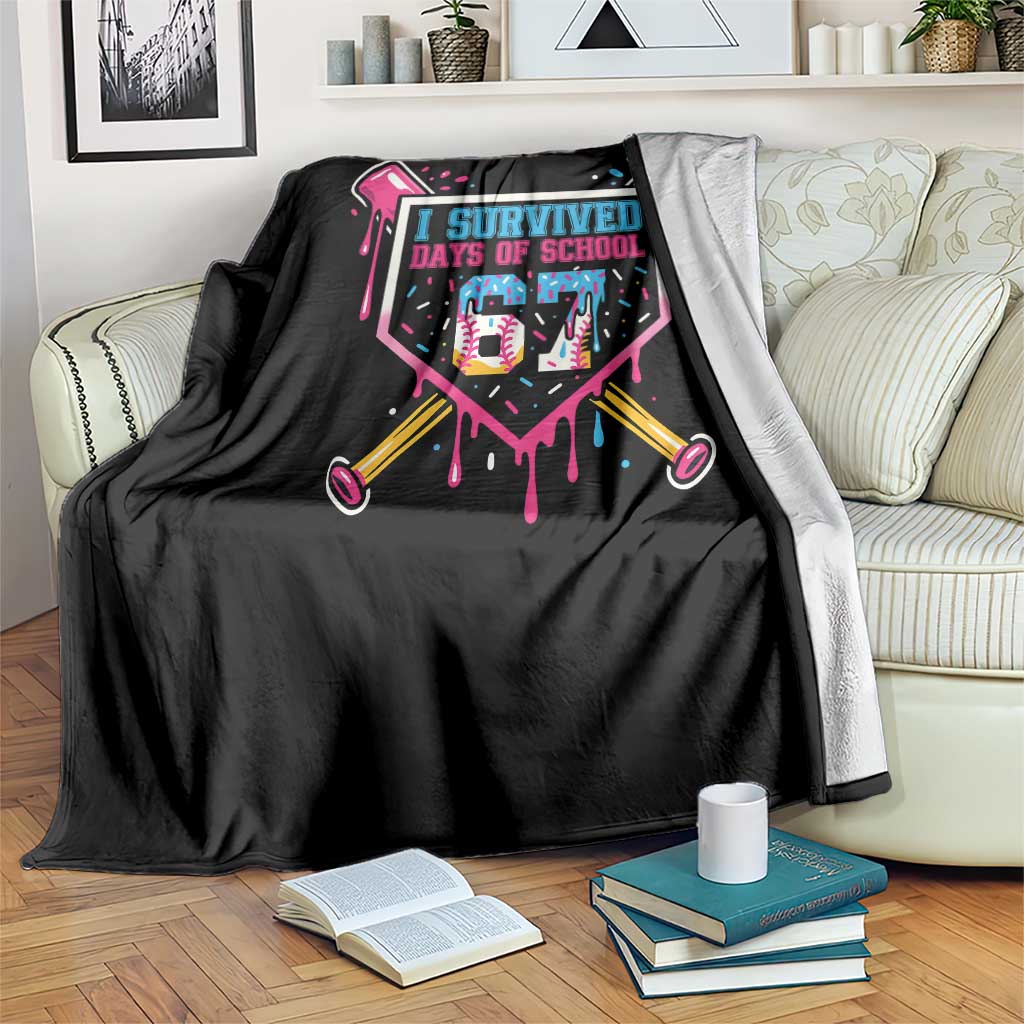 I Survived 67 Days Of School Baseball Ice Cream Throw Blanket Funny Christmas Six Seven Meme - Wonder Print Shop