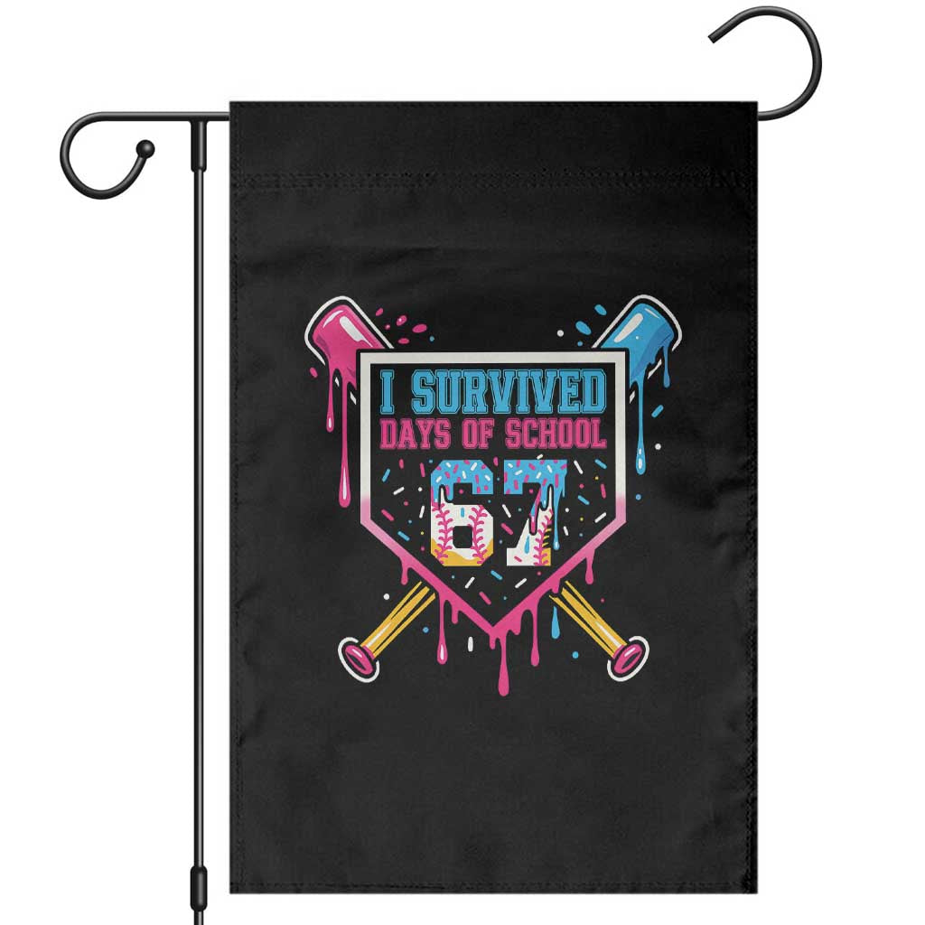 I Survived 67 Days Of School Baseball Ice Cream Garden Flag Funny Christmas Six Seven Meme - Wonder Print Shop