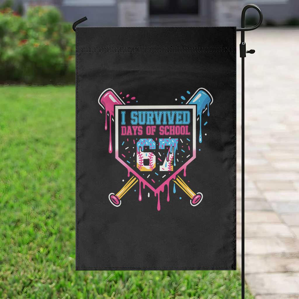 I Survived 67 Days Of School Baseball Ice Cream Garden Flag Funny Christmas Six Seven Meme - Wonder Print Shop