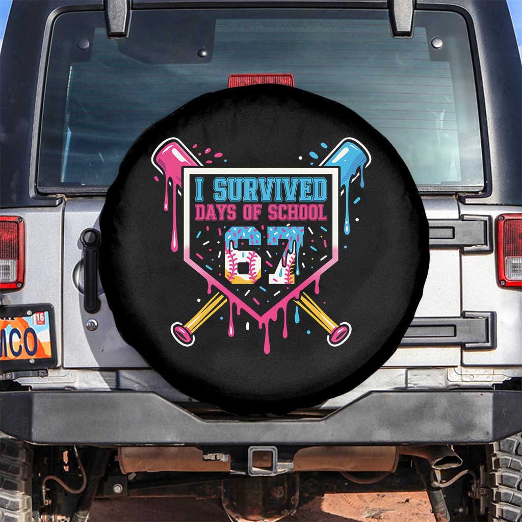 I Survived 67 Days Of School Baseball Ice Cream Spare Tire Cover Funny Christmas Six Seven Meme - Wonder Print Shop