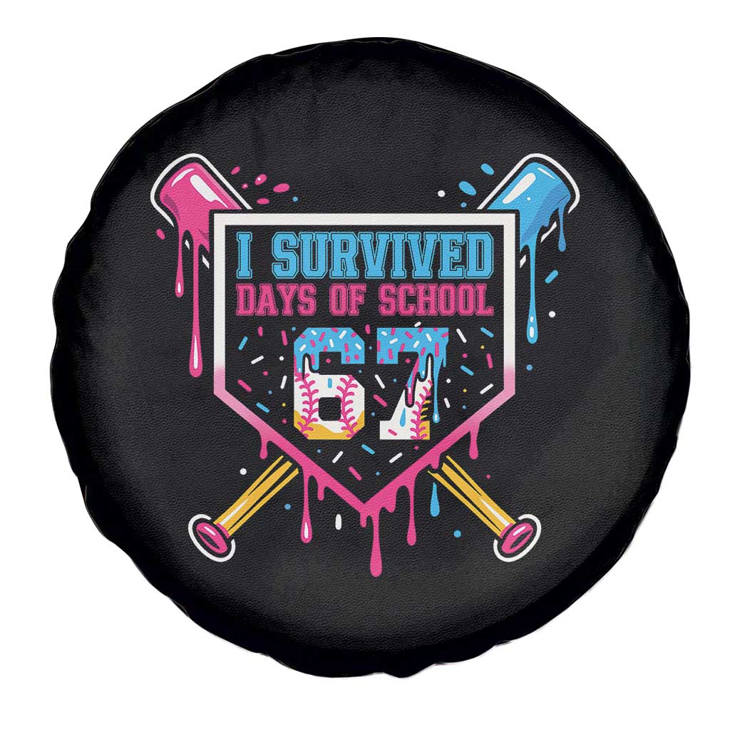 I Survived 67 Days Of School Baseball Ice Cream Spare Tire Cover Funny Christmas Six Seven Meme - Wonder Print Shop