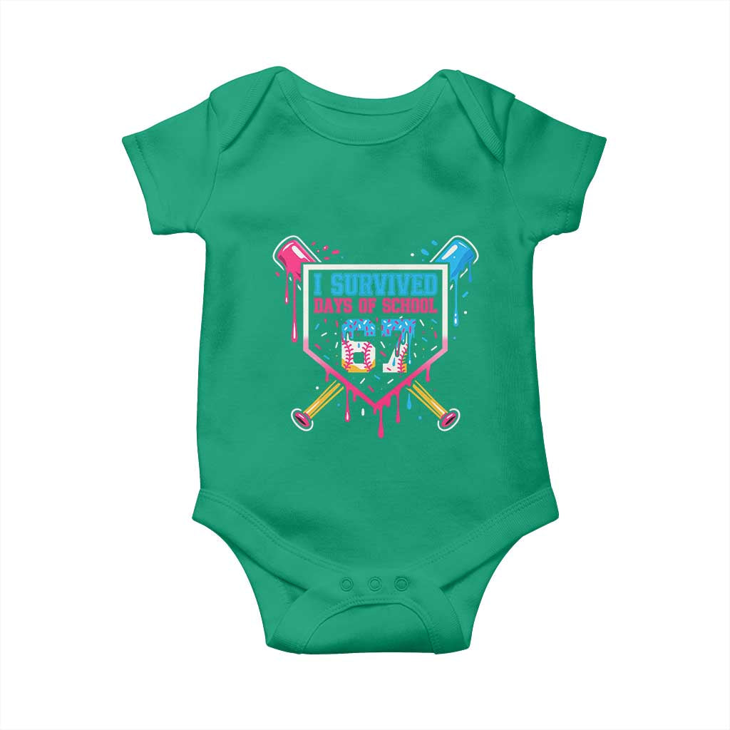I Survived 67 Days Of School Baseball Ice Cream Baby Onesie Funny Christmas Six Seven Meme - Wonder Print Shop