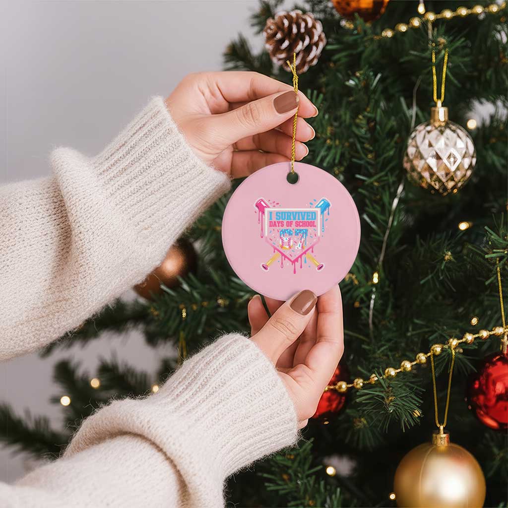I Survived 67 Days Of School Baseball Ice Cream Ceramic Ornament Funny Christmas Six Seven Meme - Wonder Print Shop