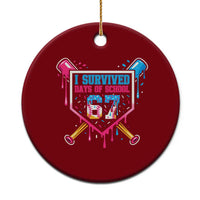 I Survived 67 Days Of School Baseball Ice Cream Ceramic Ornament Funny Christmas Six Seven Meme - Wonder Print Shop