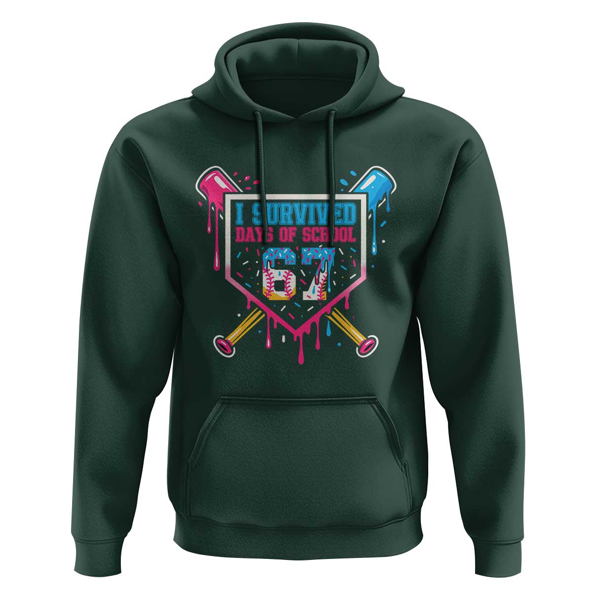 I Survived 67 Days Of School Baseball Ice Cream Hoodie Funny Christmas Six Seven Meme - Wonder Print Shop