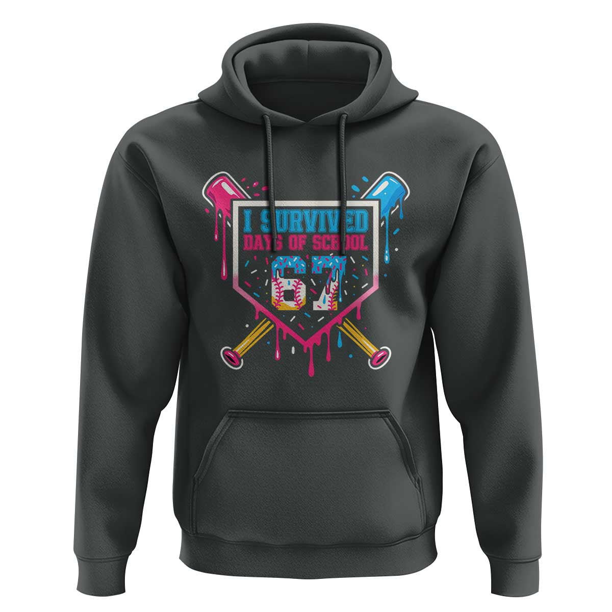 I Survived 67 Days Of School Baseball Ice Cream Hoodie Funny Christmas Six Seven Meme - Wonder Print Shop