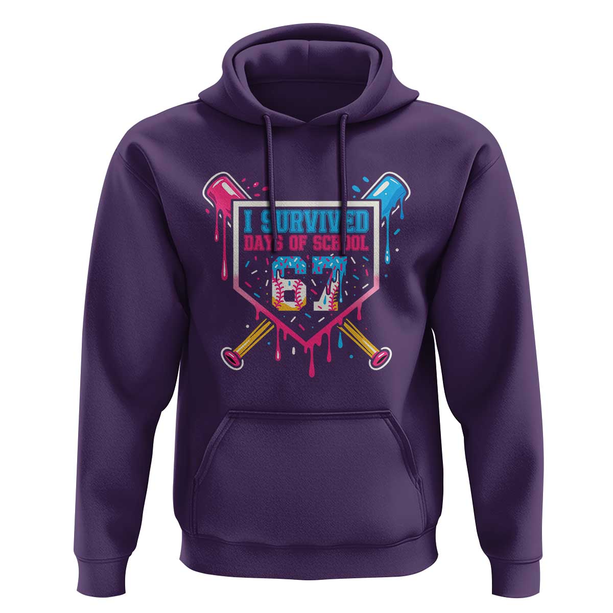 I Survived 67 Days Of School Baseball Ice Cream Hoodie Funny Christmas Six Seven Meme - Wonder Print Shop