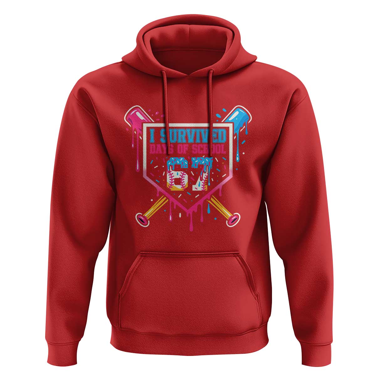 I Survived 67 Days Of School Baseball Ice Cream Hoodie Funny Christmas Six Seven Meme - Wonder Print Shop
