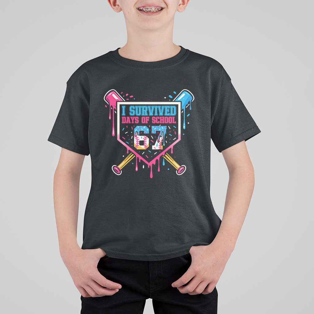 I Survived 67 Days Of School Baseball Ice Cream T Shirt For Kid Funny Christmas Six Seven Meme - Wonder Print Shop