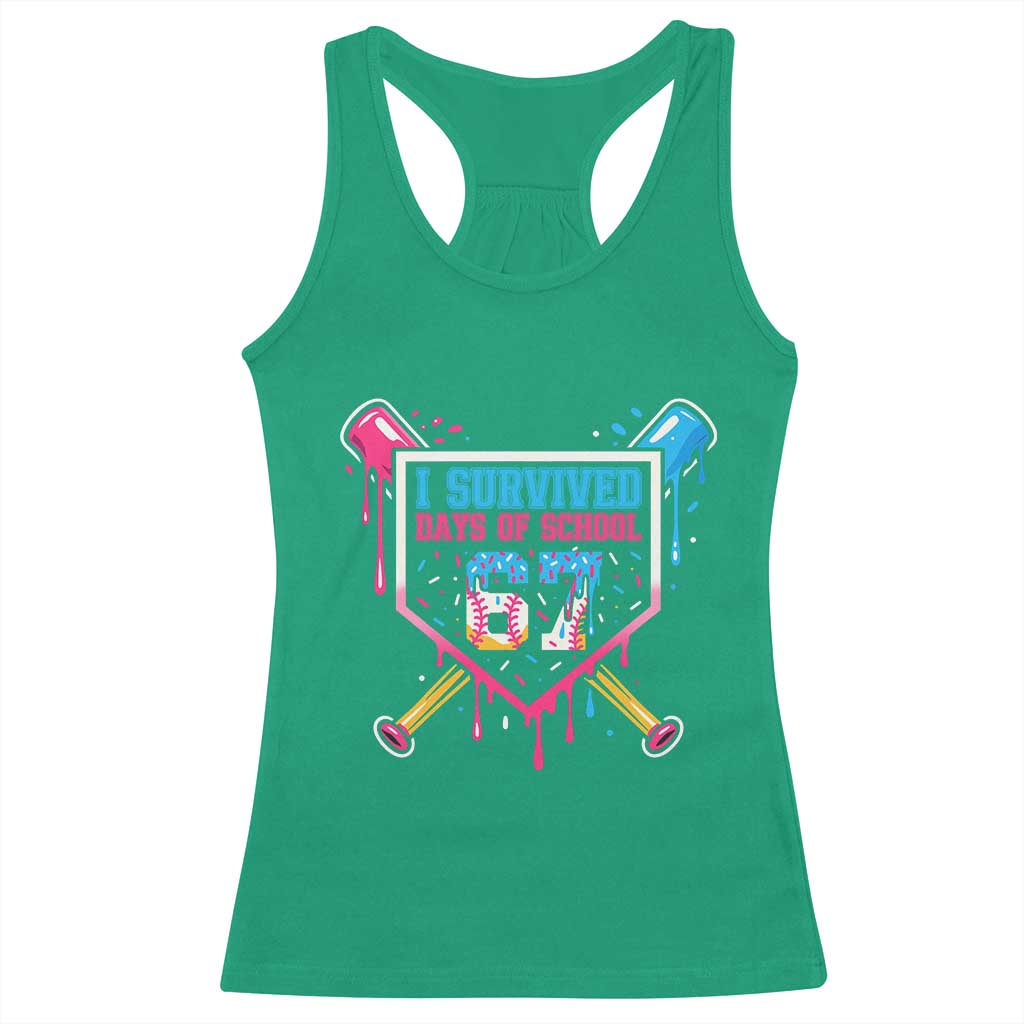 I Survived 67 Days Of School Baseball Ice Cream Racerback Tank Top Funny Christmas Six Seven Meme - Wonder Print Shop