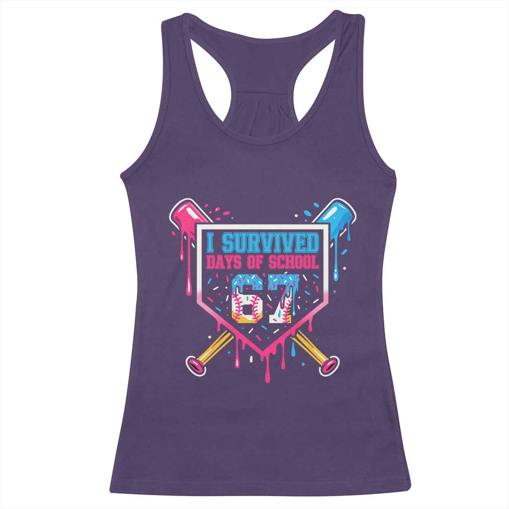 I Survived 67 Days Of School Baseball Ice Cream Racerback Tank Top Funny Christmas Six Seven Meme - Wonder Print Shop