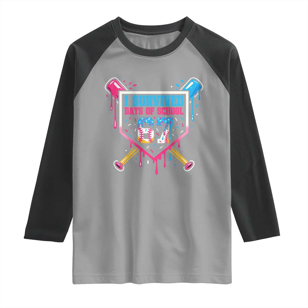 I Survived 67 Days Of School Baseball Ice Cream Raglan Shirt Funny Christmas Six Seven Meme - Wonder Print Shop